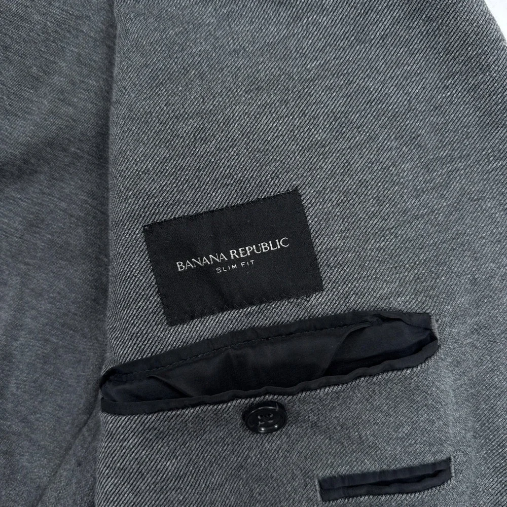 Banana Republic Mens Blazer 40R Charcoal Grey Slim Fit Half Lined Sport Coat